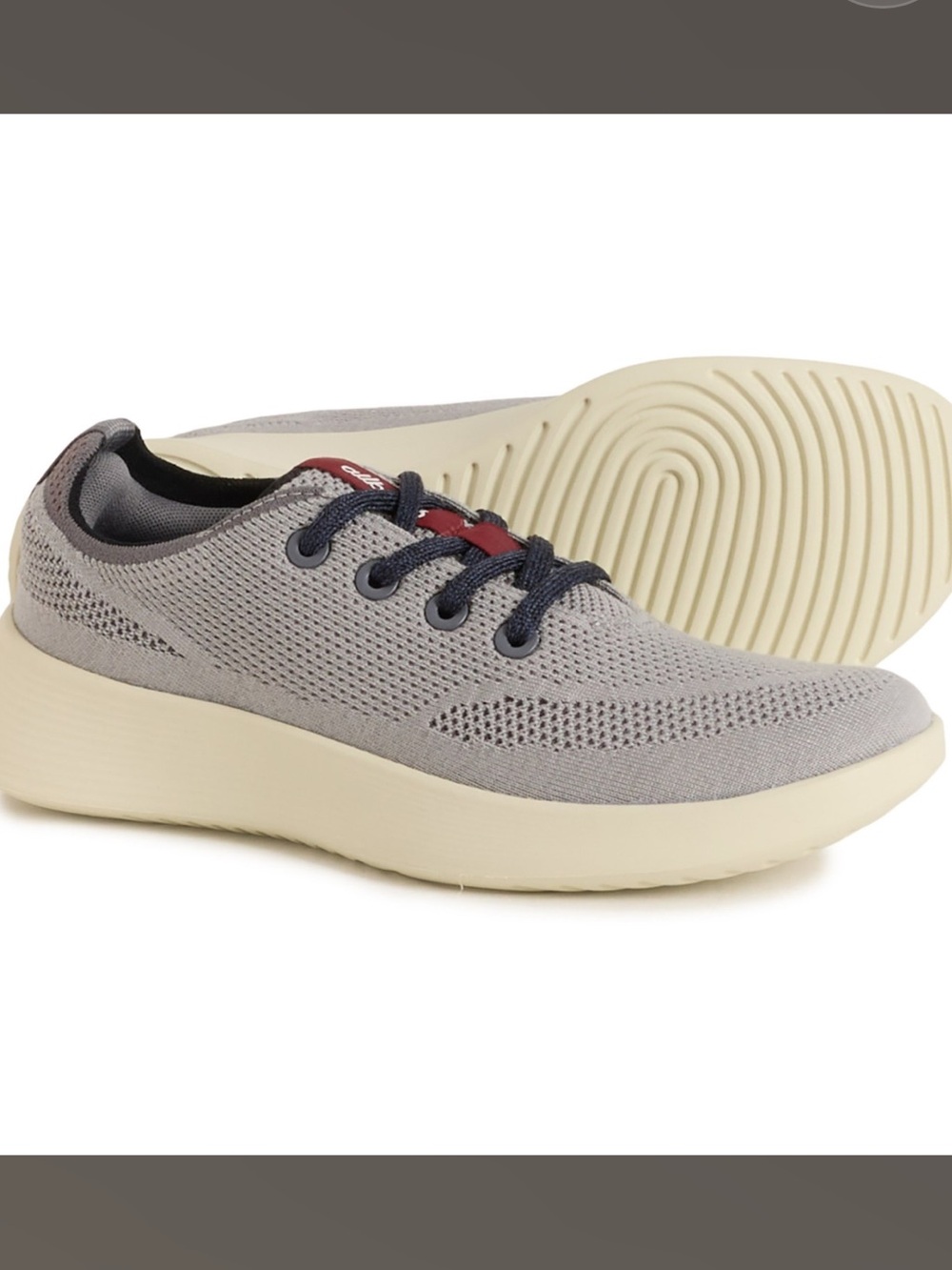 Allbirds Women's 6 Tree Runner Go Cloudy Grey/Navy/Burgundy Running Shoe Sneaker